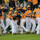 Members of Chicago's Jackie Robinson West Little League team celebrate Saturday, August 23, 2014 after a 7-5 win over Las Vegas during the U.S. Championship game of the Little League World Series at Lamade Stadium in South Williamsport, Pa.
Rob Carr/Getty Images
